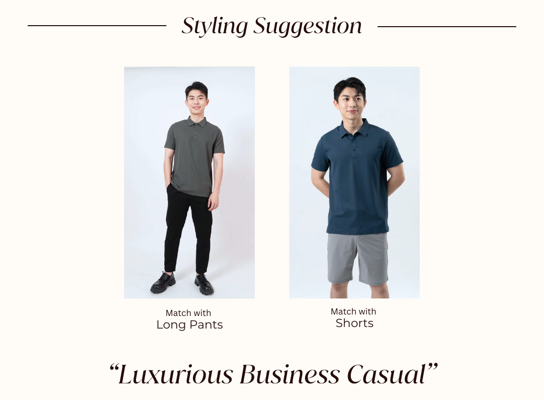 Original Modern Luxe Polo styling artwork showing long pants and shorts.