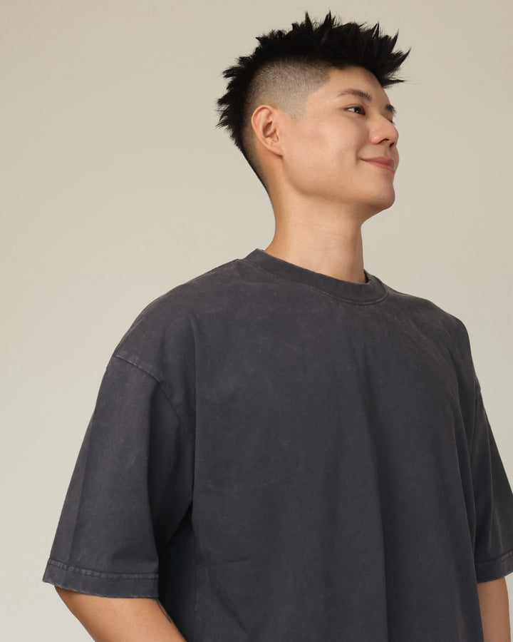 Acid Washed Oversized T in Dark Grey