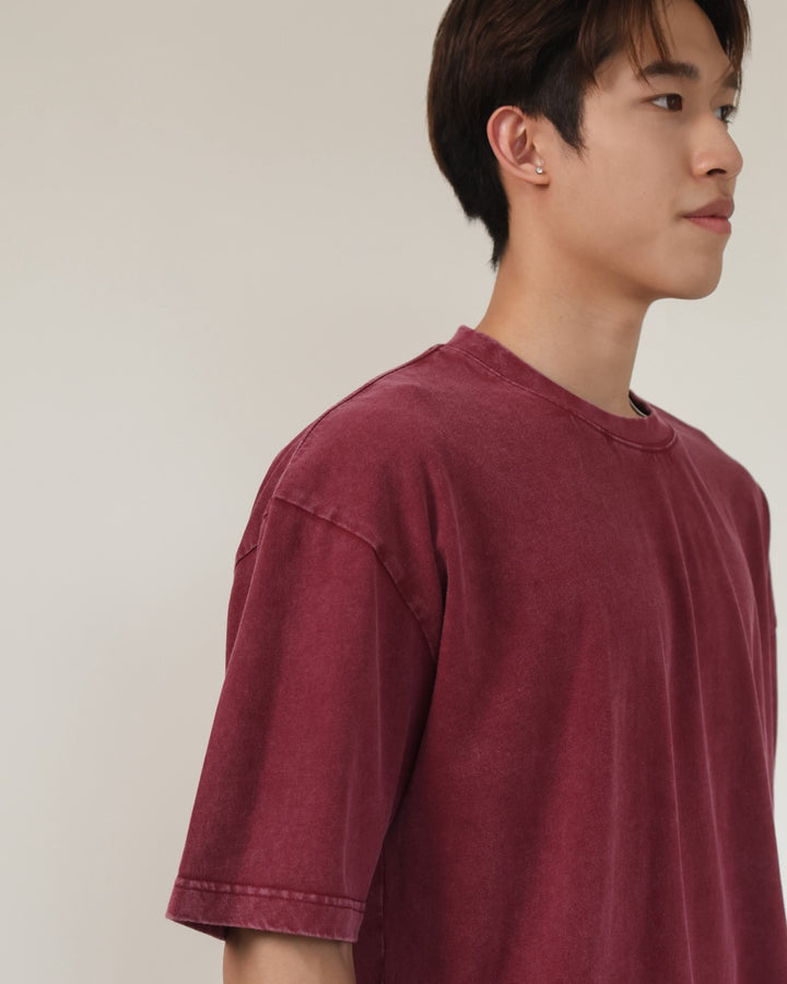 Acid Washed Oversized T in Red