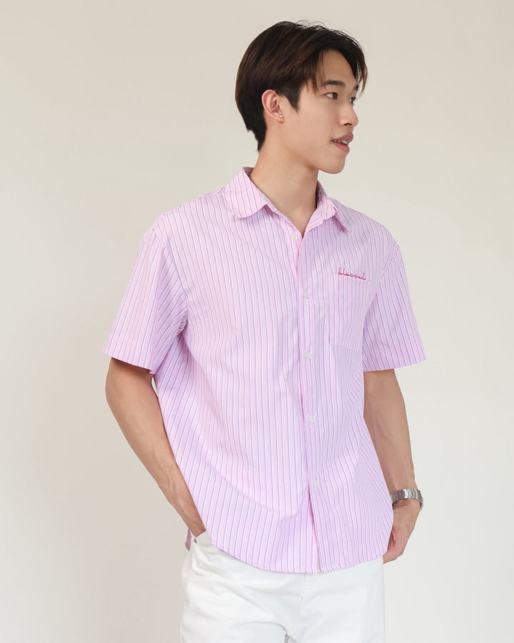 Blessed Stripes Shirt (Blue) in Purpink