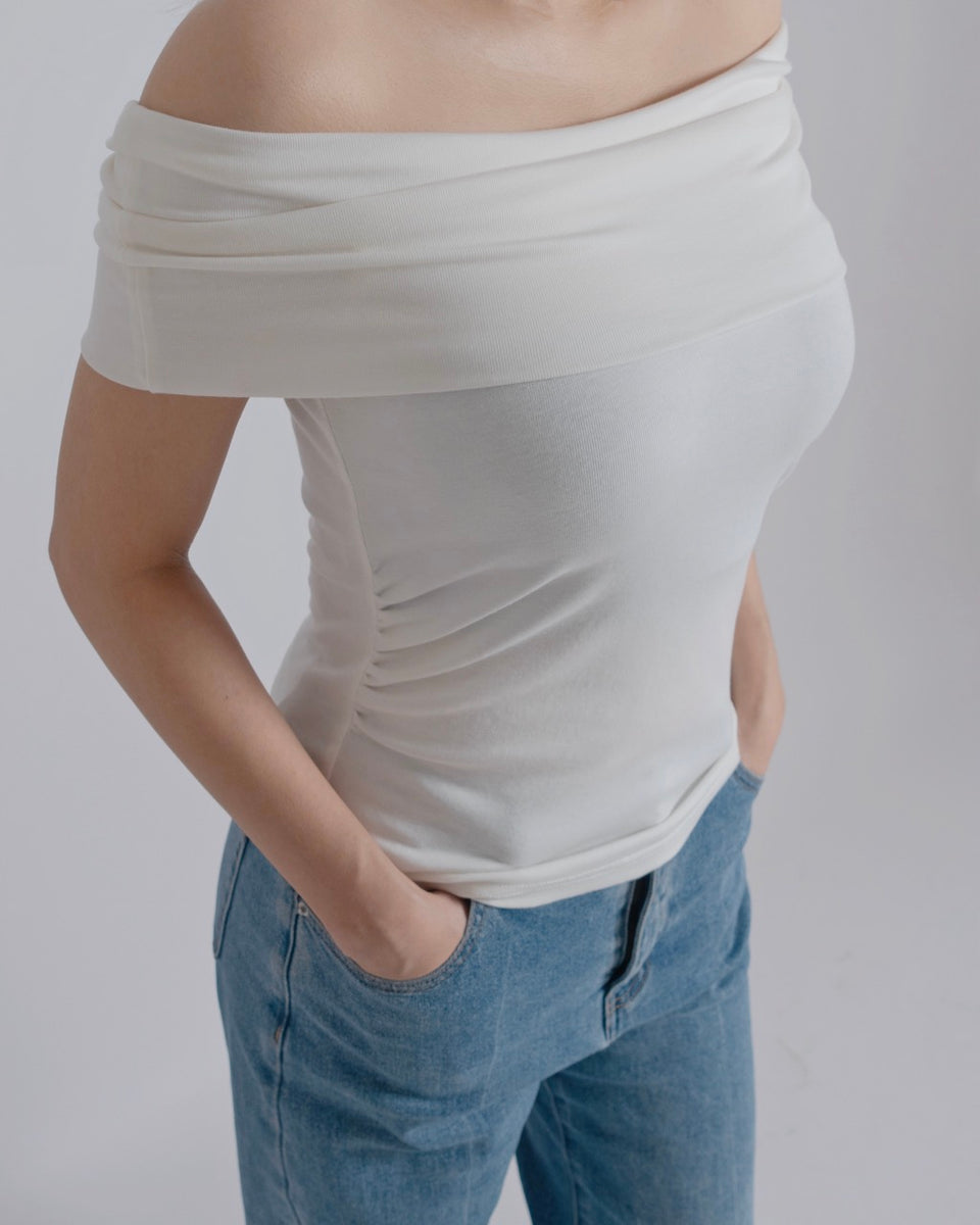 Off Shoulder Stretchy Top — garment detail