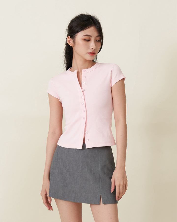 Lyon Buttoned Top in Pink