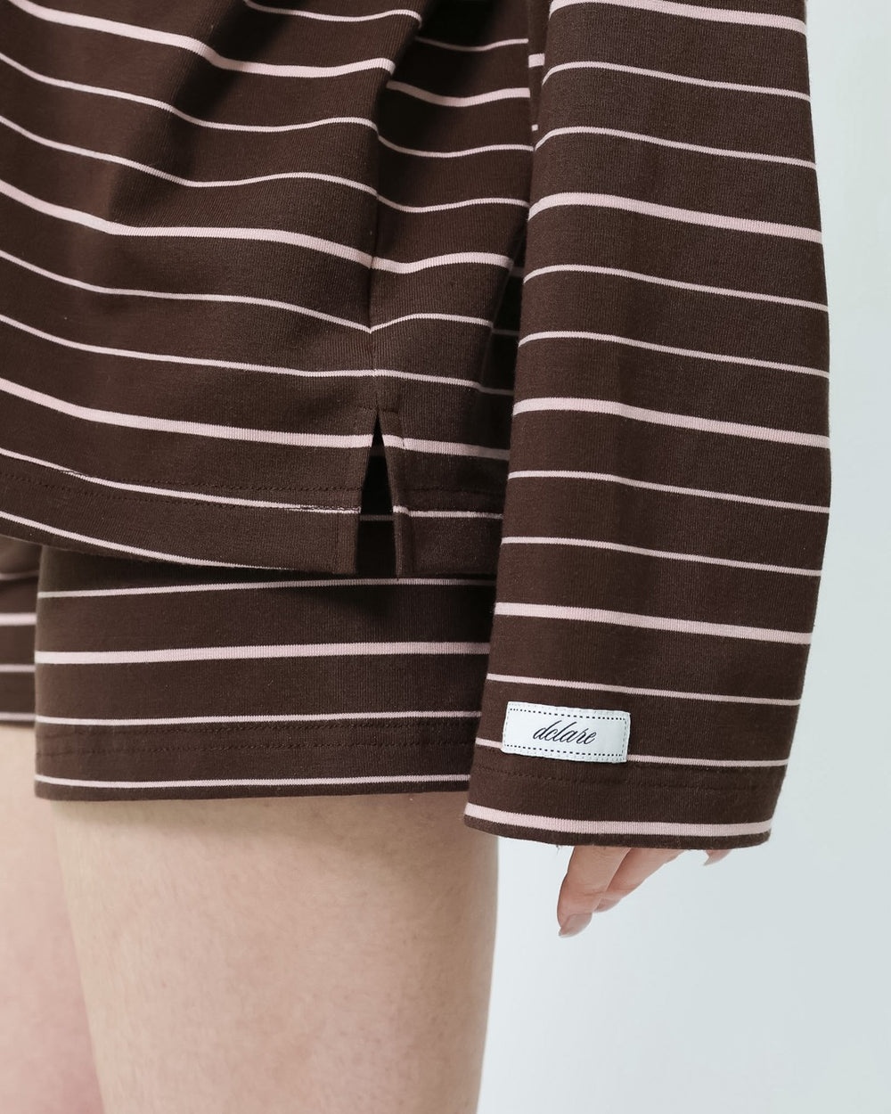 Close-up of Meltstripe striped fabric and finishing