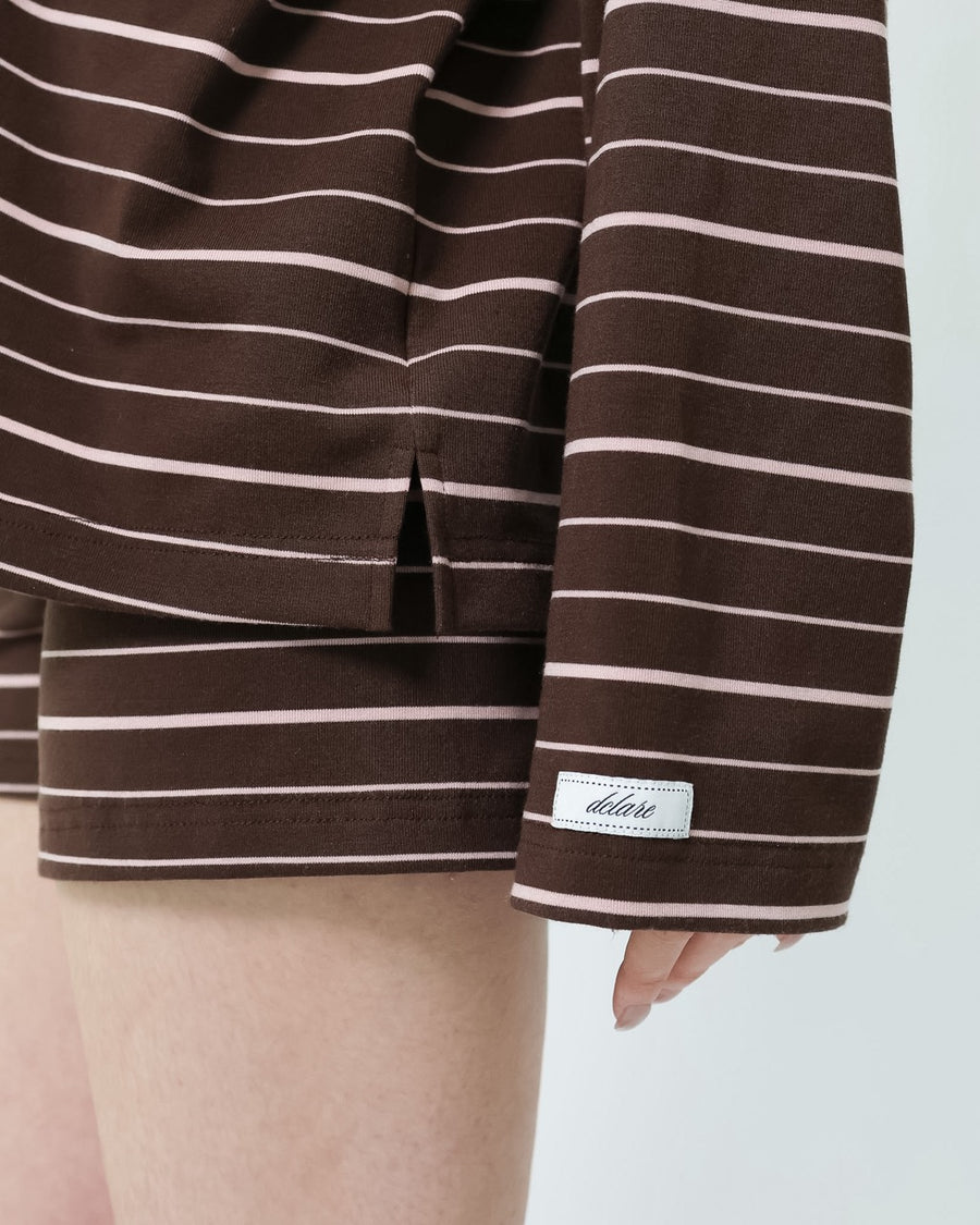 Close-up of the Meltstripe soft-stretch striped fabric and finishing