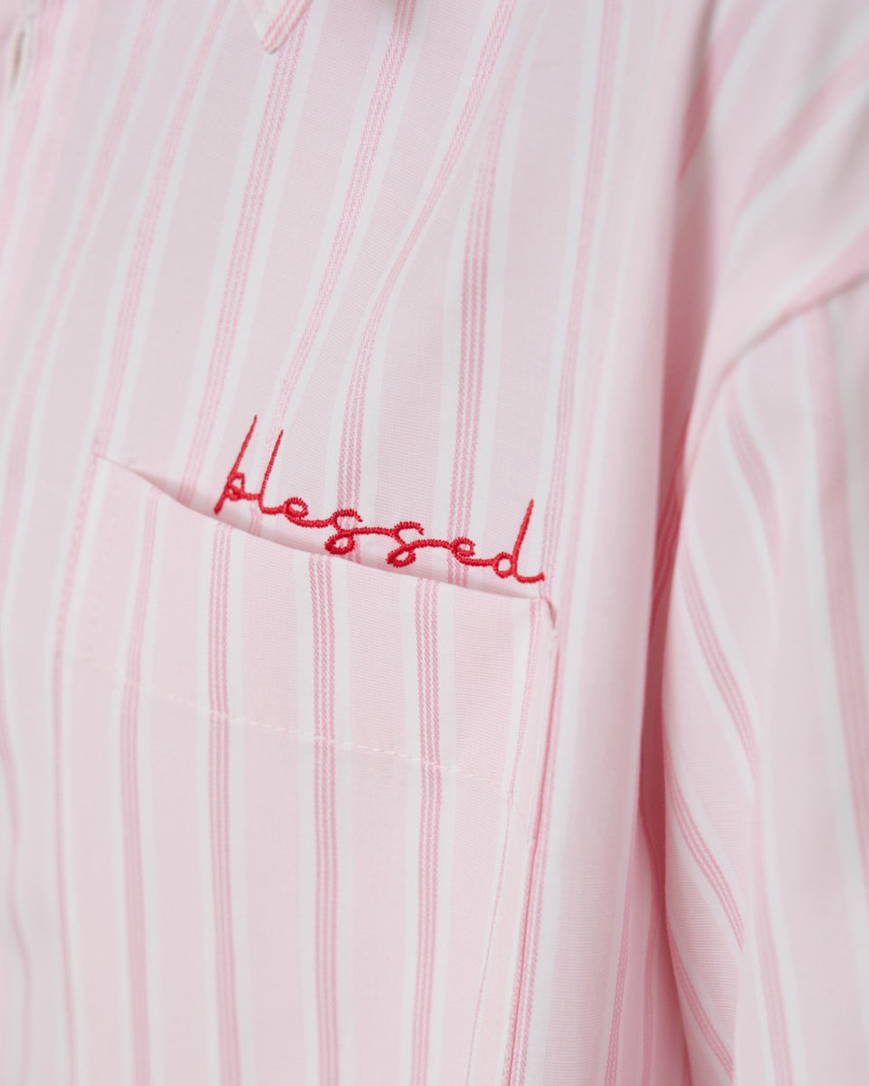Blessed Stripes Shirt (Pink) — garment detail