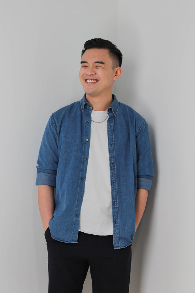 Men's Denim Shirt Classic Blue wears as Outer